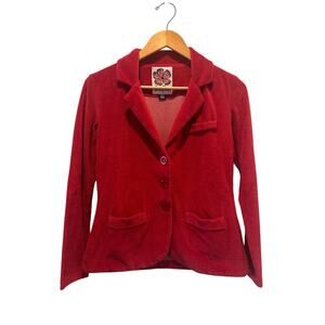 Leslie Evers Red Velvet Retro Statement Blazer Size XS Made in USA IndieSleaze